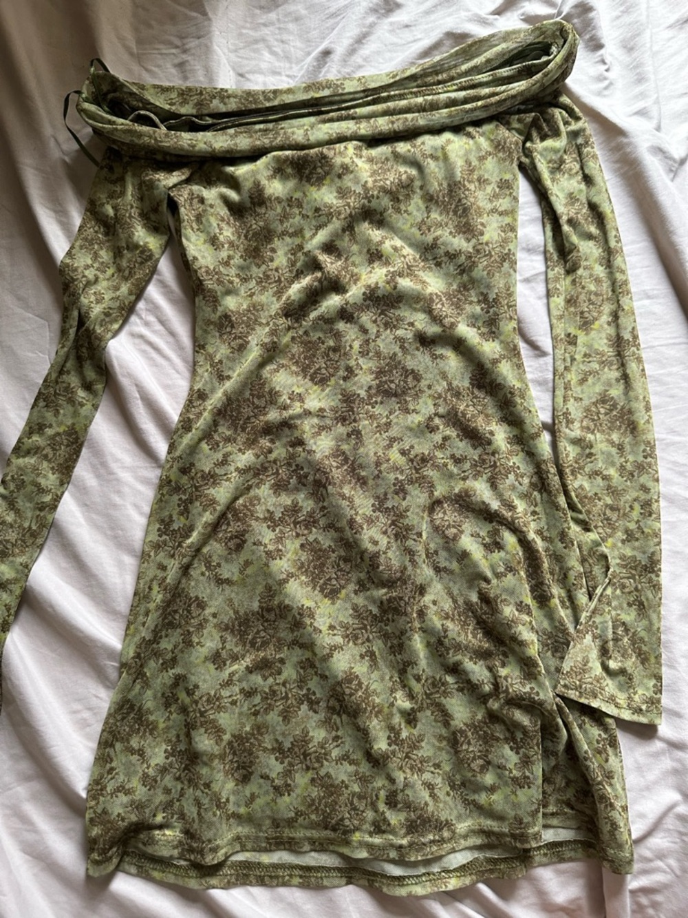 NWT Urban Outfitters Isla Green Floral Mesh Mini Dress - XS